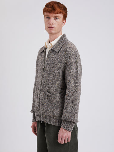 Gestrickter Cardigan mit durchgehendem Reißverschluss in Grau