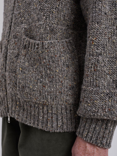 Gestrickter Cardigan mit durchgehendem Reißverschluss in Grau