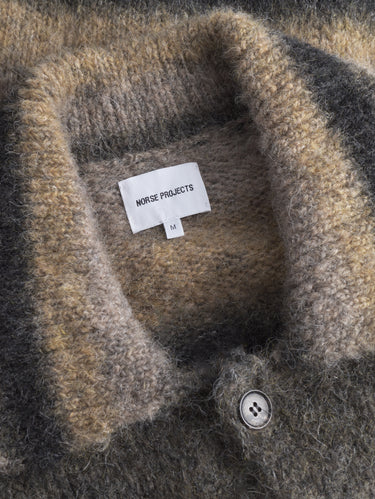 Cardigan di Alpaca Punto Jersey Khaki