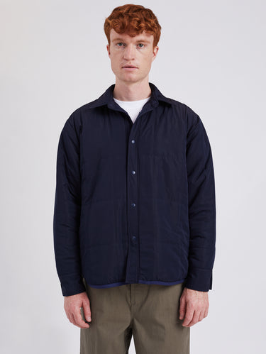 Ulrik Reversible Overshirt in Fleece and Nylon Blue