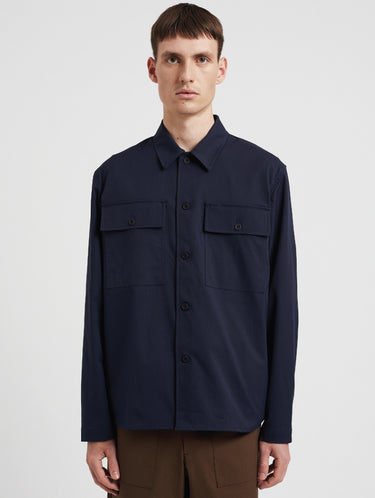 NORSE PROJECTS-Overshirt in Twill Elasticizzato con Solotex Blu-TRYME Shop