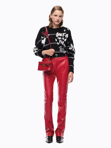 Maglia in Lana con Ricami Punk Nero