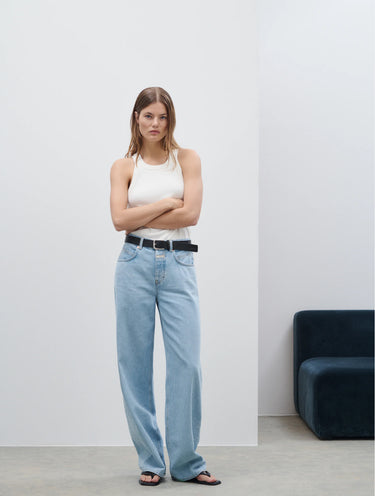 Wide Fit Jeans with Mid Rise Blue