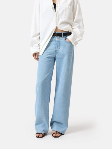 CLOSED-Jeans Wide Fit con Vita Media Blu-TRYME Shop