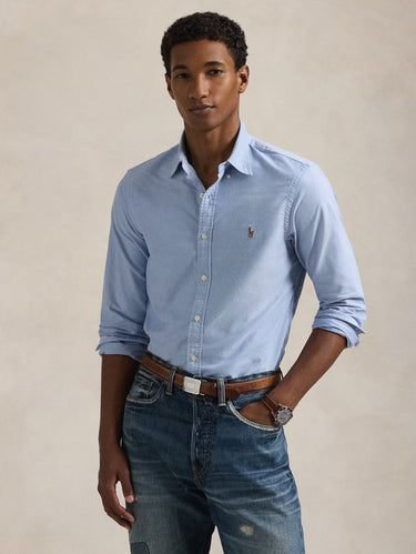 RALPH LAUREN-Camicia Oxford Slim Fit Blu-TRYME Shop