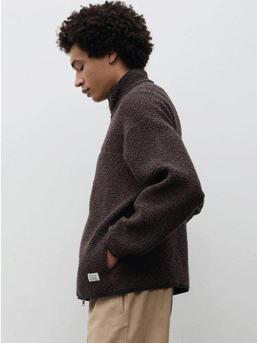 Giacca in Pile di Lana Sherpa Marrone