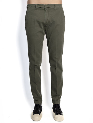 BRIGLIA 1949-Pantaloni in Cavalry di Modal Verde Militare-TRYME Shop