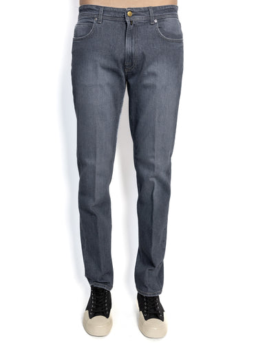 BRIGLIA 1949-Pantaloni in Denim Elasticizzato Grigio-TRYME Shop