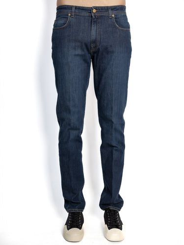 BRIGLIA 1949-Pantaloni in Denim Elasticizzato Blu-TRYME Shop