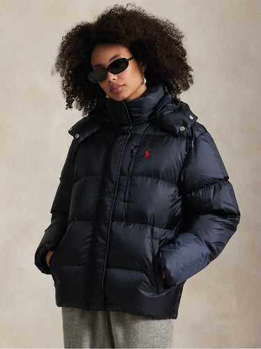 RALPH LAUREN-Piumino Idrorepellente con Cappuccio Blu-TRYME Shop