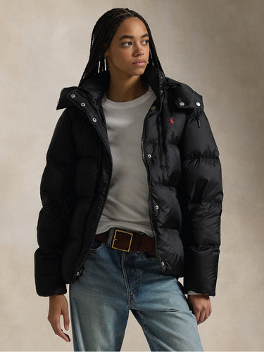 RALPH LAUREN-Piumino Idrorepellente con Cappuccio Nero-TRYME Shop