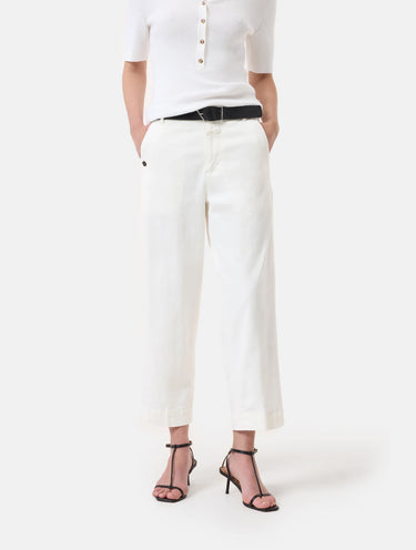 CLOSED-Pantaloni Cropped Tinti in Capo Avorio-TRYME Shop