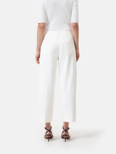 Cropped Dyed Pants in Ivory Fabric