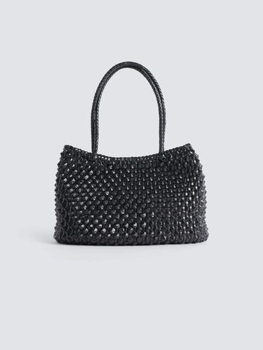 DRAGON DIFFUSION-Borsa a Mano in Pelle Intrecciata Santa Croce Cactus Nero-TRYME Shop