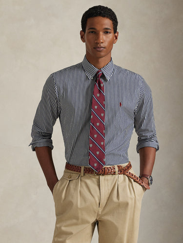 RALPH LAUREN-Camicia in Popeline Stretch a Righe Blu/Bianco-TRYME Shop