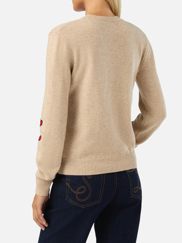 Maglione Girocollo Snoopy Falling in Love Beige