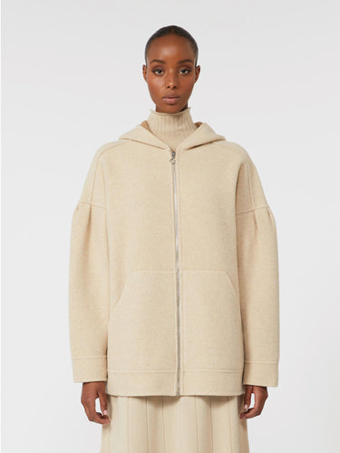 MAX MARA MM-Felpa Oversize in Jersey di Double di Lana Albino/Cammello-TRYME Shop