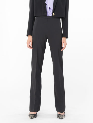 PINKO-Pantaloni Svasati in Crepe Tecnico Nero-TRYME Shop