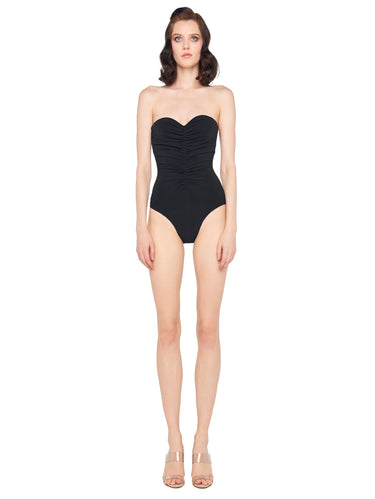 NORMA KAMALI-Body con Scollatura a Cuore Nero-TRYME Shop