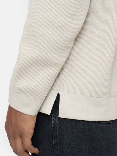 Rundhalspullover mit Rippenmuster Beige