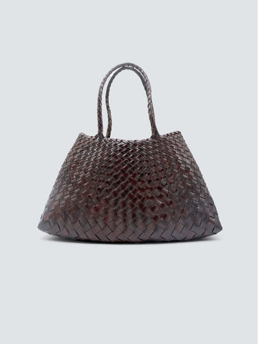 DRAGON DIFFUSION-Borsa a Mano in Pelle Intrecciata Santa Croce Big Marrone Scuro-TRYME Shop