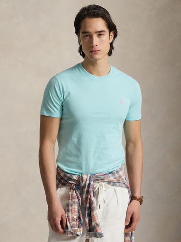 RALPH LAUREN-T-shirt Girocollo Custom Slim Fit Acqua-TRYME Shop