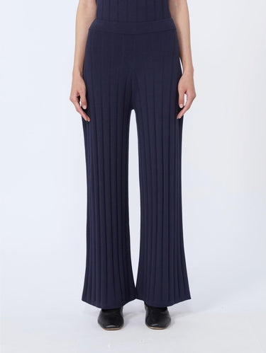 MAX MARA MM-Pantaloni a Coste in Viscosa Stretch Blu-TRYME Shop