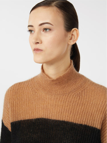 Maglia a Righe in Misto Mohair Cammello