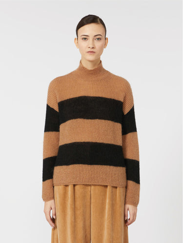 MAX MARA MM-Maglia a Righe in Misto Mohair Cammello-TRYME Shop
