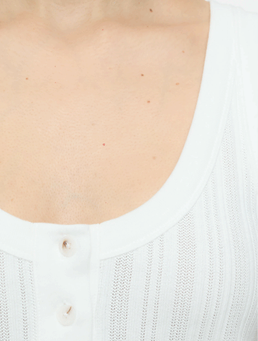 Slim Fit Ripp-Top Elfenbein
