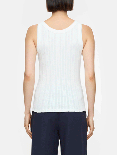 Slim Fit Ripp-Top Elfenbein