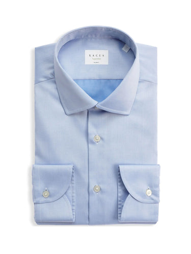 XACUS-Camicia No Stiro in Cotone Celeste-TRYME Shop