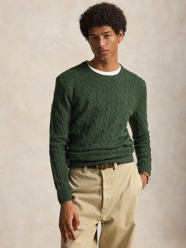 RALPH LAUREN-Maglia Girocollo in Misto Cashmere Verde Pino-TRYME Shop
