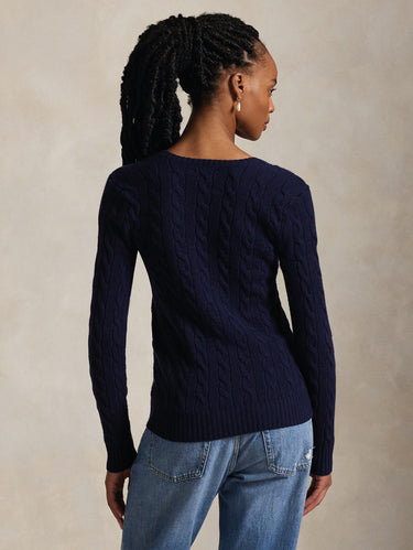 Maglia Collo a V in Misto Cashmere Navy