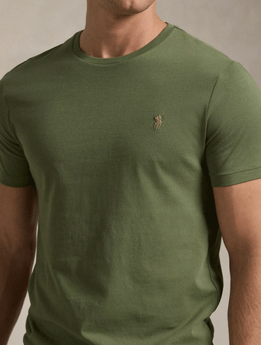 Rundhals-T-Shirt Custom Slim Fit Militärgrün