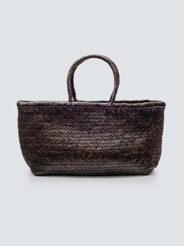 DRAGON DIFFUSION-Borsa a Cestino Intrecciato Diagonalmente Bamboo Triple Jump Big Marrone-TRYME Shop