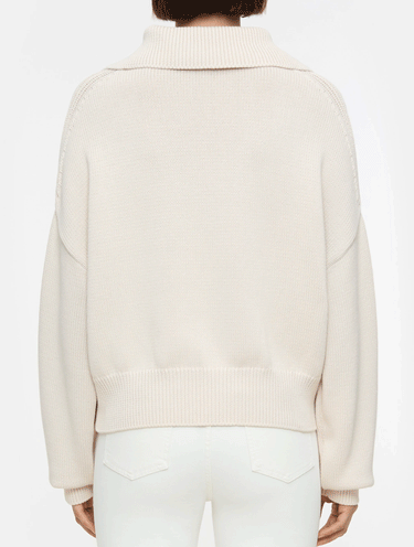 Kurzer Pullover mit halbem Reißverschluss Beige