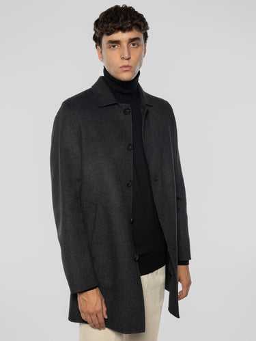 Einreihiger Mantel aus Double Alfredo Grau