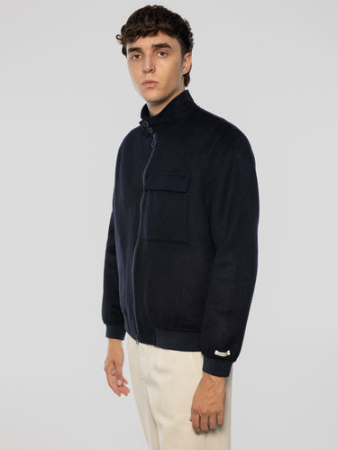 Kurze Arturo-Jacke aus Double mit Reißverschluss Blau