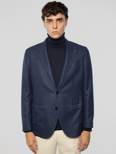 LATORRE-Giacca Sfoderata in Pura Lana Blu Melange-TRYME Shop