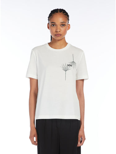 MAX MARA MM-T-shirt Girocollo con Stampa sul Davanti Uta Bianco-TRYME Shop