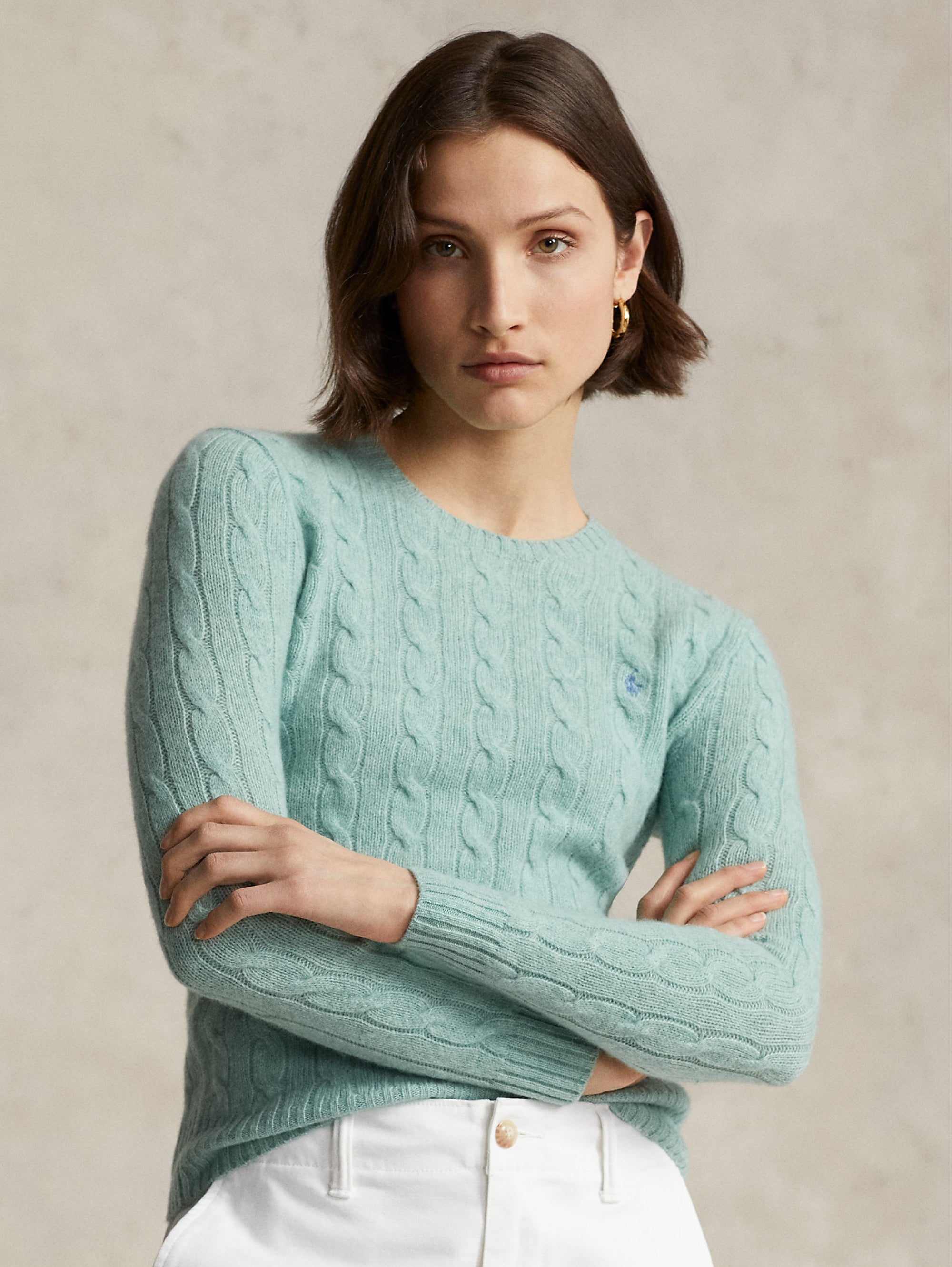 RALPH LAUREN Green Cashmere Blend Cable Sweater – TRYME Shop