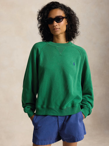 RALPH LAUREN-Felpa Girocollo Oversize Verde-TRYME Shop