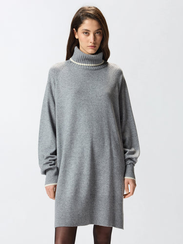 PINKO-Abito Ampio in Lana e Cashmere Grigio-TRYME Shop