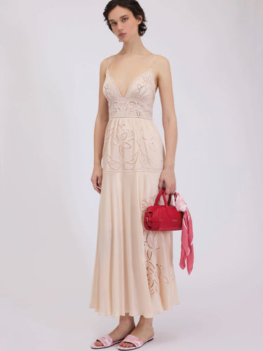 ERMANNO FIRENZE-Abito Sottoveste con Ricamo Sangallo Nude-TRYME Shop