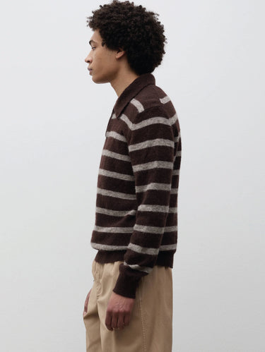 Gudme Striped Alpaca-Blend Polo Brown