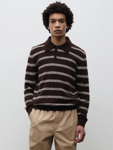 NORSE PROJECTS-Polo Gudme in Misto Alpaca Righe Marrone-TRYME Shop