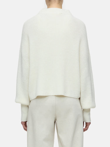 Maglia Collo Alto in Misto Alpaca Avorio