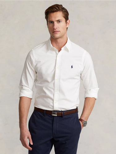 RALPH LAUREN-Camicia in Oxford con Logo Monocromo Bianca-TRYME Shop