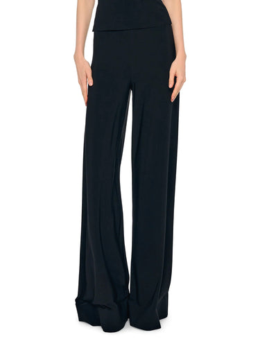 NORMA KAMALI-Pantaloni con Gamba Ampia in Jersey Nero-TRYME Shop